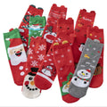 Women's Winter Cotton Three-Dimensional Christmas Stockings Anti-Slip Feature Featuring Santa Claus Moose Design Middle Tube