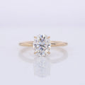 14K Yellow Gold Oval 7X9mm with Underneath Stone Solitaire Engagement Ring for Women