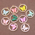 Acrylic Alloy Color Butterfly Small Diamond Colorful  DIY Jewelry Accessories Material Necklace Earrings Mobile Phone Pendant
