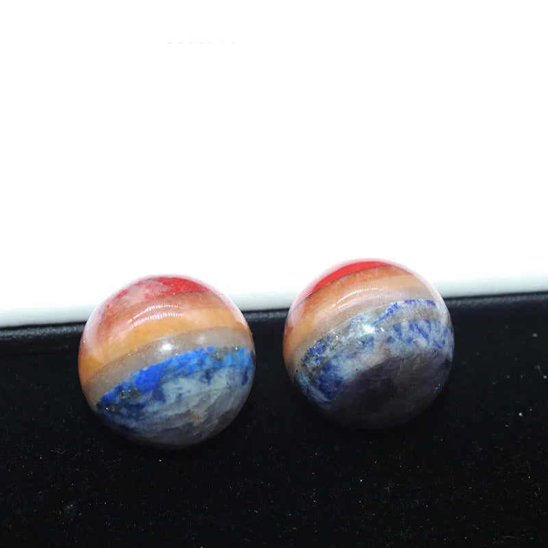 HUIYING HUIYING Yoga Chakra Natural Stone Sphere Pendant Necklace Stainless Steel Colorful Natural Stone Chakra Sweater Necklace