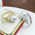 R885 10-11mm Natural Freshwater Pearl Ring Accessory 925 Sterling Silver Adjustable Size Engagement Jewelry Ring for Women