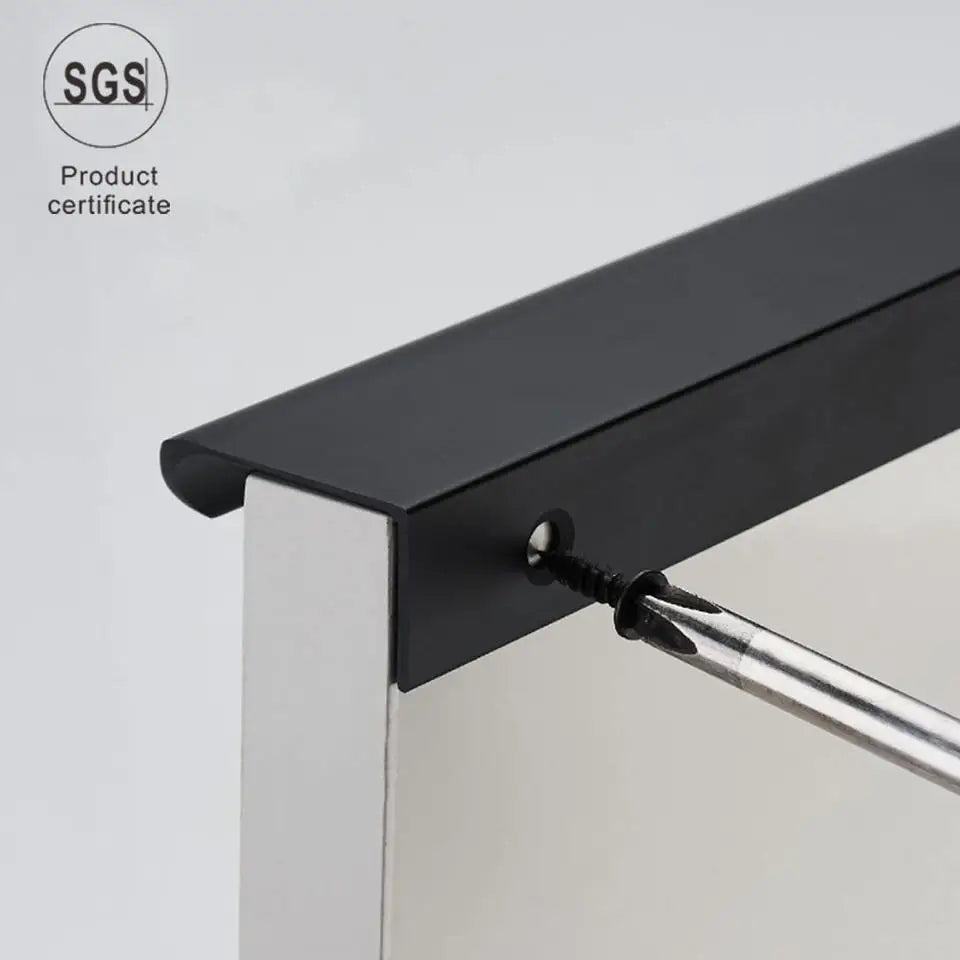 Aluminium Long Concealed Door Edge Profile Handles for Bedroom Kitchen Dresser Hotel Cabinets-Durable Matt Black/Gold Modern