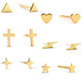 Lotus Wholesale 9k 14k 18k Real Solid Gold Threadless Ends Push in Flat Back Ear Stud Earrings Fashion Piercing Jewelry Star