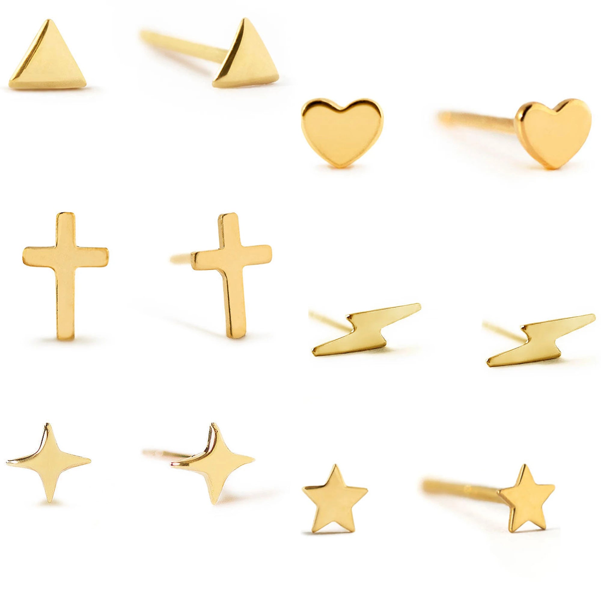 Lotus Wholesale 9k 14k 18k Real Solid Gold Threadless Ends Push in Flat Back Ear Stud Earrings Fashion Piercing Jewelry Star
