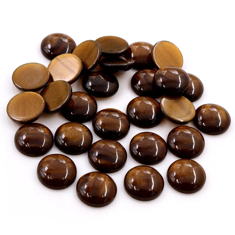 40pcs 12mm Amber  Style Color High Quality Flat Back Resin Cabochons Cameo Dome for DIY Jewelry Making Findings