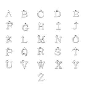 A-Z Stainless Steel Hypoallergenic Alphabet Pendants Smooth Golden Design for DIY Religious Children's Jewelry Making