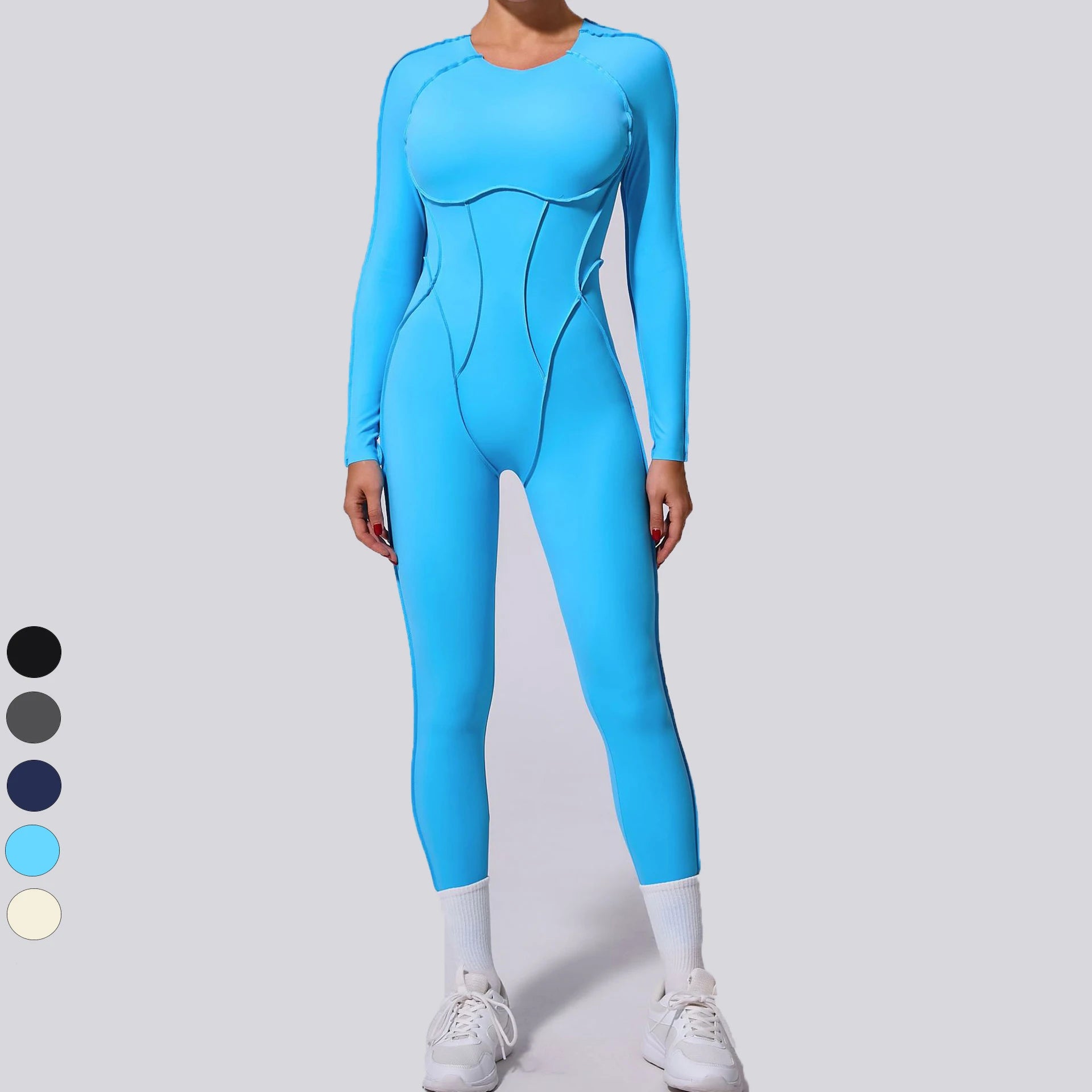 Custom LOGO Lightweight Women's Yoga Jumpsuit High Compression Soft Long Sleeve Jumpsuit Stretchy Sportswear Women Yoga Bodysuit