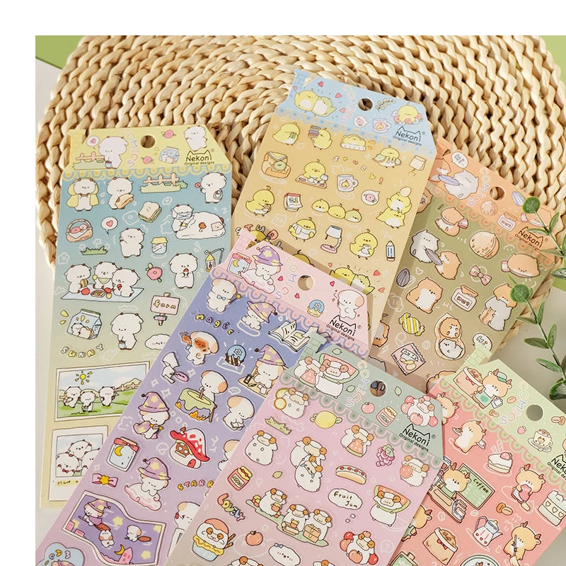 Nekoni Journal Stickers Animal Chickens Sheep Cute Adhesive PVC Stickers Gilding Decal Diary Planner DIY Stickers