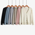 Autumn New Women Knitted Cardigan Fashion V-Neck Long Sleeve Solid Cardigan Sweater Single Button Casual Knit Coat for Women