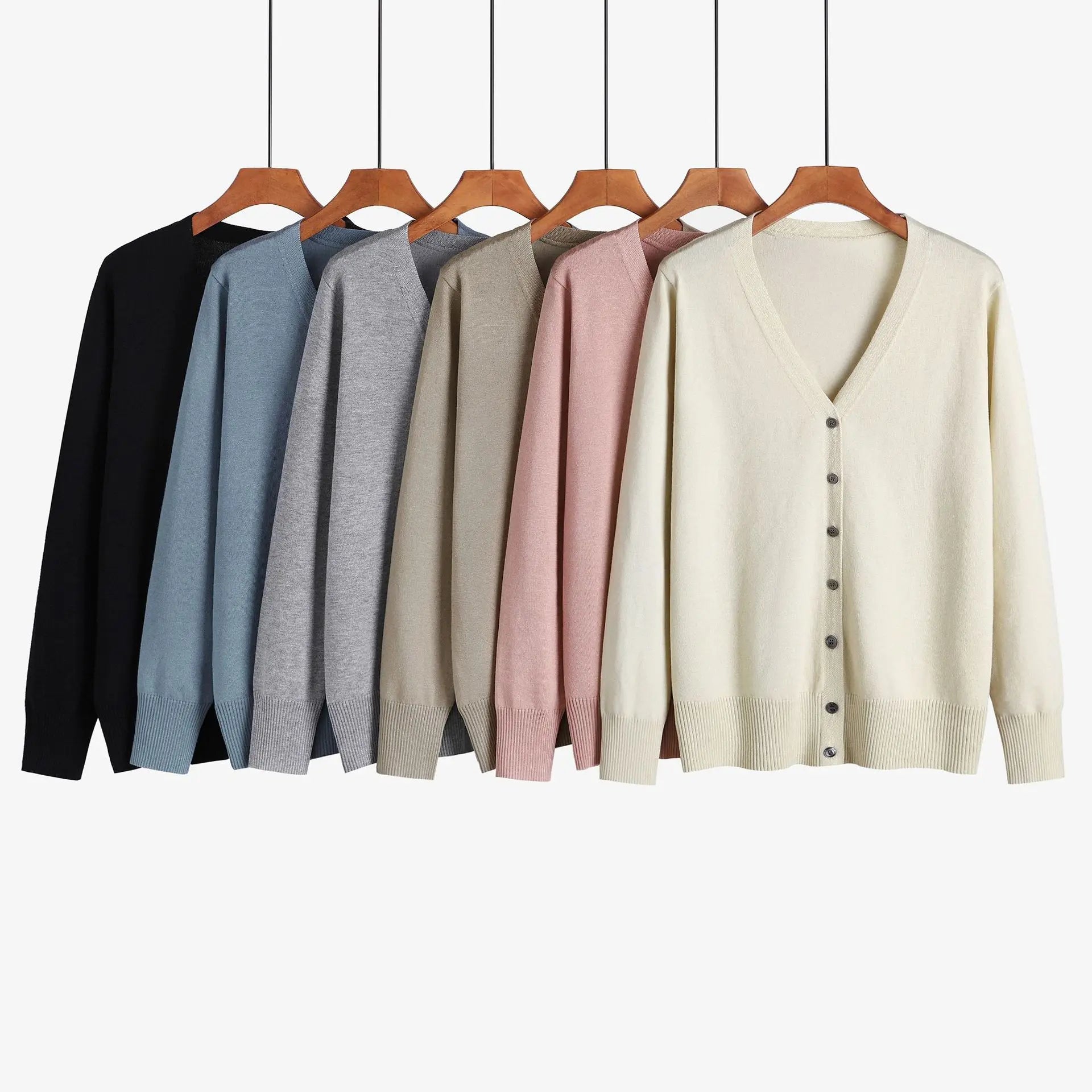 Autumn New Women Knitted Cardigan Fashion V-Neck Long Sleeve Solid Cardigan Sweater Single Button Casual Knit Coat for Women