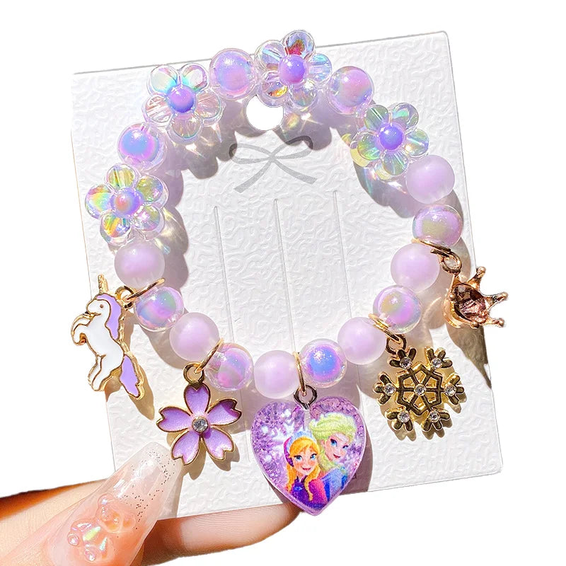 Hot Sale Resin Jewelry Cute Cartoon Pearl Lovely Colorful Girls Flower Unicorn Ball Bead Bracelets for Kids Teen