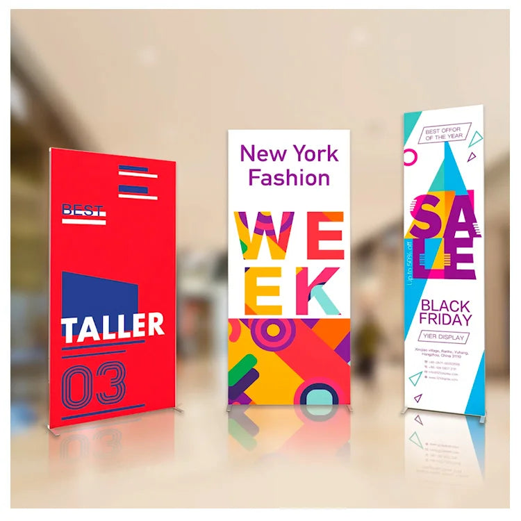 Aluminum Metal Flex Retractable Tension Fabric Fabric Portable Exhibition Trade Show Banner Stand Display
