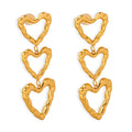 SP Vintage Jewelry 18K Gold Stainless Steel Irregular Hollow Heart Dangle Earrings