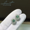 Silver 925 Original Total 1 Carat Brilliant Cut Round Diamond Test Past Green Moissanite Blossom Stud Earrings Gift Fine Jewelry
