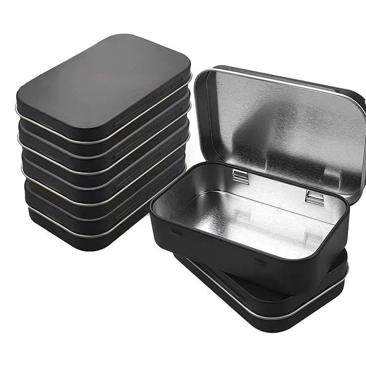 95*60*20mm Empty Black Rectangular Tin Box Cigarette Gift Candy Box Small Metal Box with Hinge
