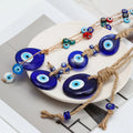 Turkish Style Handmade Jute Rope Glass Good Luck Gift Pendant Art Deco Design Home Garden Decor Evil Eye Ornament for Hanging