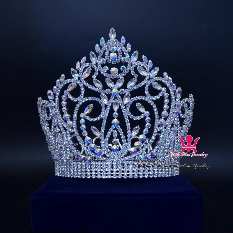 02164 Gorgeous Large Shining Rhinestone Adjustable Tiara for Miss Beauty Queen Princess Hair Accessories Party Pageant Events