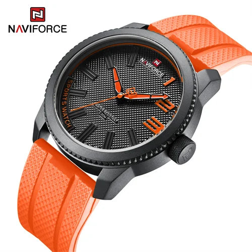NAVIFORCE 9202T BOO Orange TUP Silica Gel Band Sport Wristwatch Quartz Watch for Men Clock Big Dig Men's Original Watches Reloj