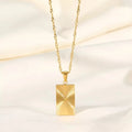 Tarnish Free Pvd Gold Plated Sunburst Rectangle Pendant Necklace Trendy Necklace Wholesale