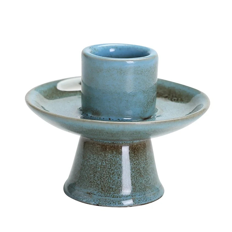 INS Style High Foot Holy Wood Tray Ceramic Nordic Style Tea Light Holder Set Cross-Border Atmosphere Decoration Disposable Dish