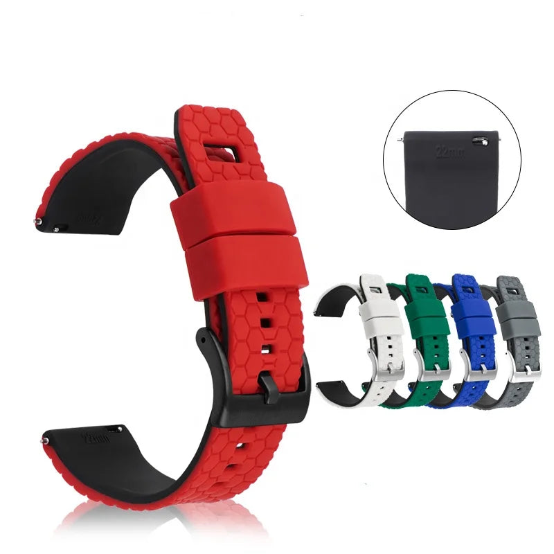 LAIHE Luxury Uhrenarmband Silicone Watchband New Honeycomb Dual Color 20mm 22mm Rubber Wrist Band Fashionable Charm for Watches