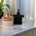 Custom Packaging Luxury Empty Ribbed Geo Cut Eco-Friendly Durable Silk Screen Printed Candy Gift Storage Glass Candle Weddings