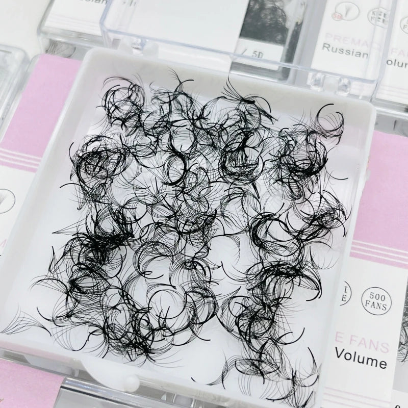 Hot Sale Private Label Premade Fans 500 Fans Volume Fans Loose Eyelash Extension Promade Lashes Handmade Korea PBT 12 Rows Black