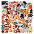 50Pcs Cute Animal Pet Smart Fox Cartoon Sticker for Girl Children Home Decor Notebook Luggage Laptop Decorative Stickers
