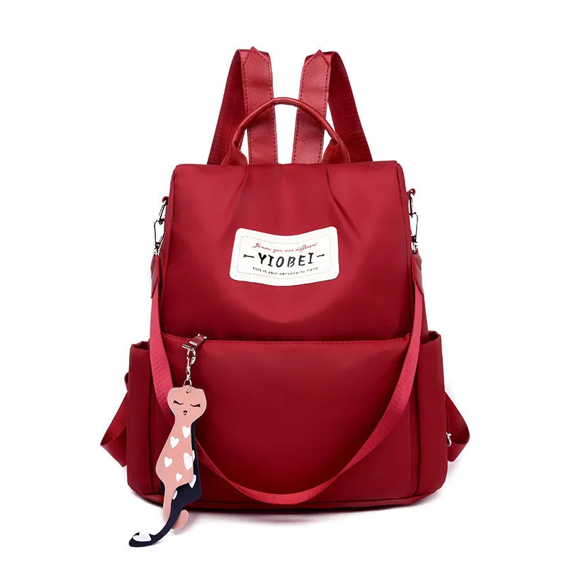 2026 Red Fashion Pu Ladies Backpack Large Capacity Polyester Bag
