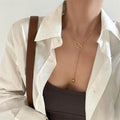 Hot Sale Simple Snake Chain Beads Pendant Necklace Gold Plated Circle Round Bead Tassel Necklace for Women Girl