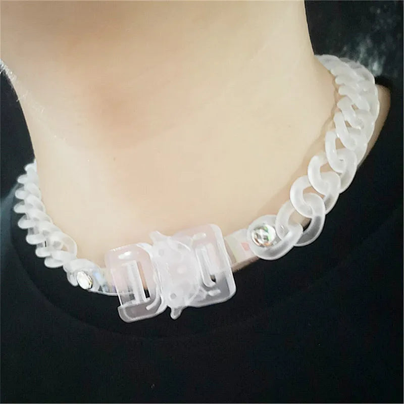 Acrylic Chain Necklace Punk Oversize Exaggerated Choker Necklace Big Chunky Link Cuban Chain Necklace for Men Women