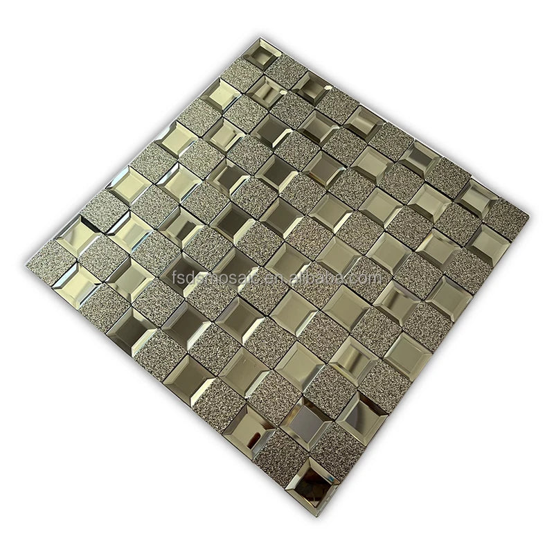 3D Abstract Silver Color Mosaic Wall Tile Kitchen Backsplash Living Room Facets Beveled Diamond Mirror Glass Mosaic Art