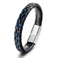 Men's Trendy Personality Stainless Steel Leather Bracelet with Magnetic Buckle New Style Fashion Charm Bracelets