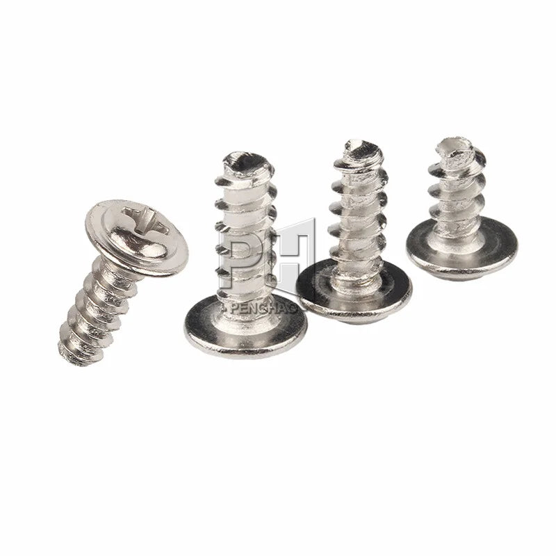 Nickel-plated Cross Round Head with Pad Flat Tail Tapping Screw Pan Head Flat Tail Tapping Screw PWB1.7-PWB3.0