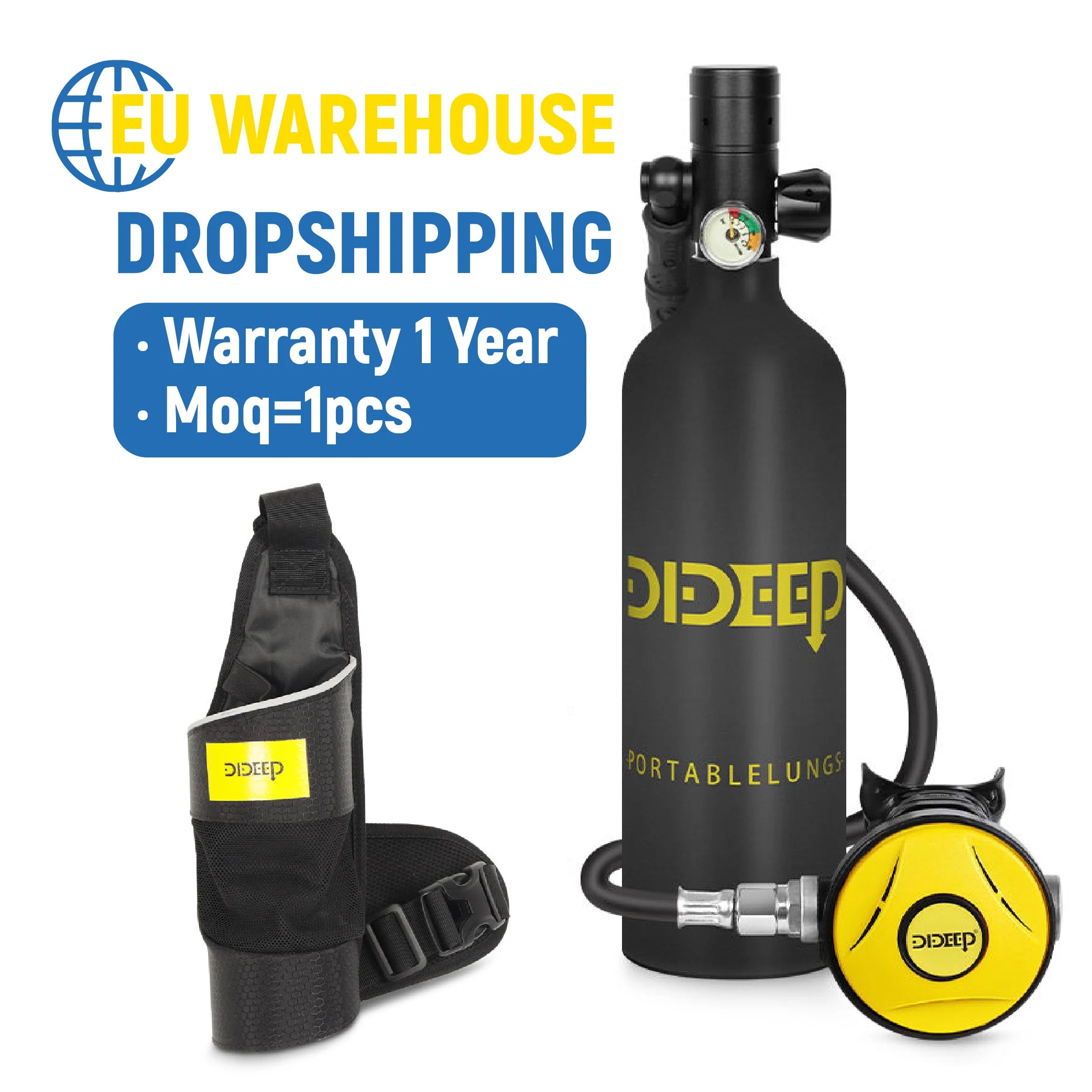 1L Aluminium High Pressure Air Cylinder CE Certified Portable Scuba Diving Tank Europe Overseas Warehouse Fast Shipping