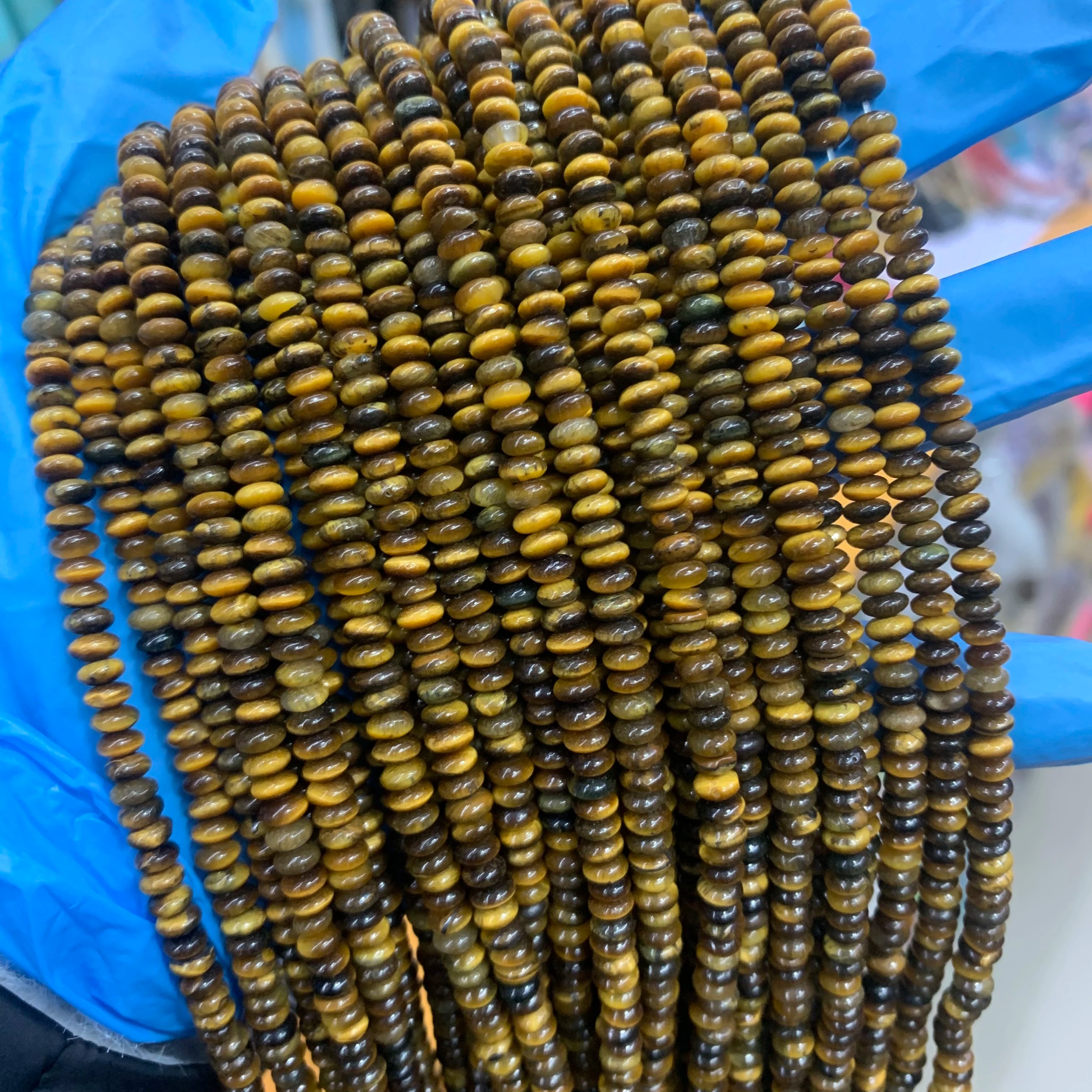 Wholesale 2*4mm Tiger's-eye Stone Abacus Beads Rondelle Gemstone Beads Rondelle Saucer Stones Beads for Diy