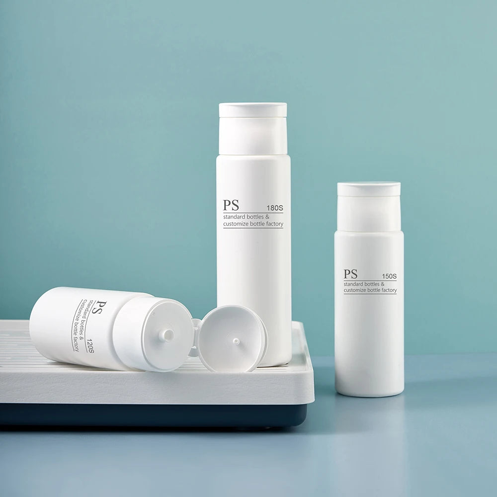 120ml 150ml 180ml White Plastic Squeeze Lotion Bottle Pump Sprayer Cosmetic Packaging Flip Top Cap Shampoo Skin Care Serum Stock