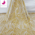 Hot Sale Elegant French Soft Beads Tulle Lace With Sequins Fabric for Women Party Dress Wholesale Price HY2108-1