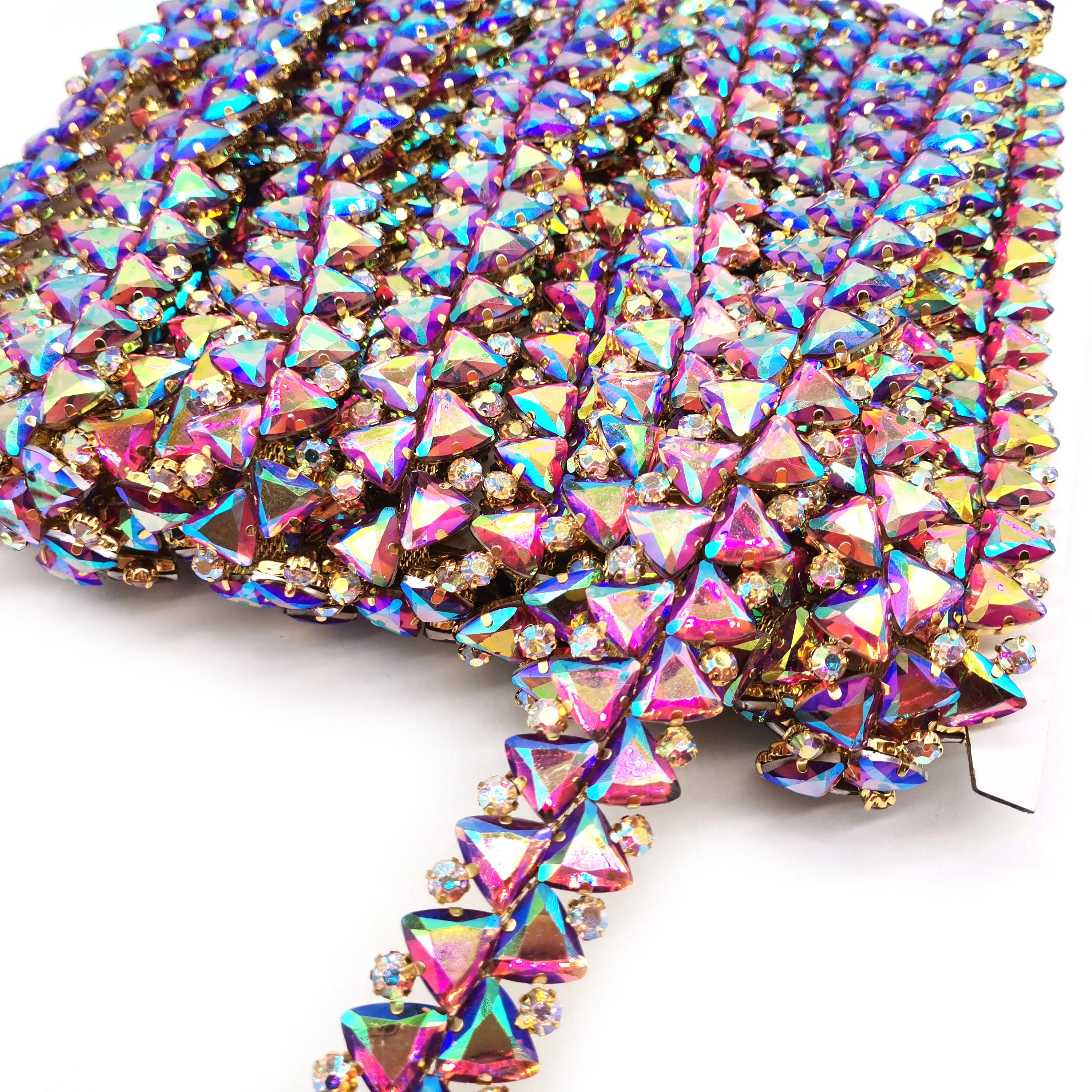 Colorful Fancy AB Colors Chain Crystal Rhinestone Trimming for Clothes