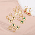 Colorful Natural Stone Inlaid Sun Shaped Drop Earrings Turquoise Set Gold Plated Stainless Steel Dangling Pendant Earrings