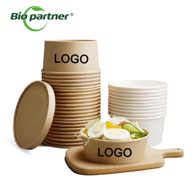16 32oz Takeaway Hot Food Heatable Paper Soup Lunch Box Salad Disposable Food Storage Container Paper Kraft Bowl