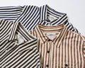 Clothes Men High Quality 100% Cotton  Casual Shirts Canvas Stripe Shirts Men's Long Sleeve Men Fashionmens Shirts High Quality