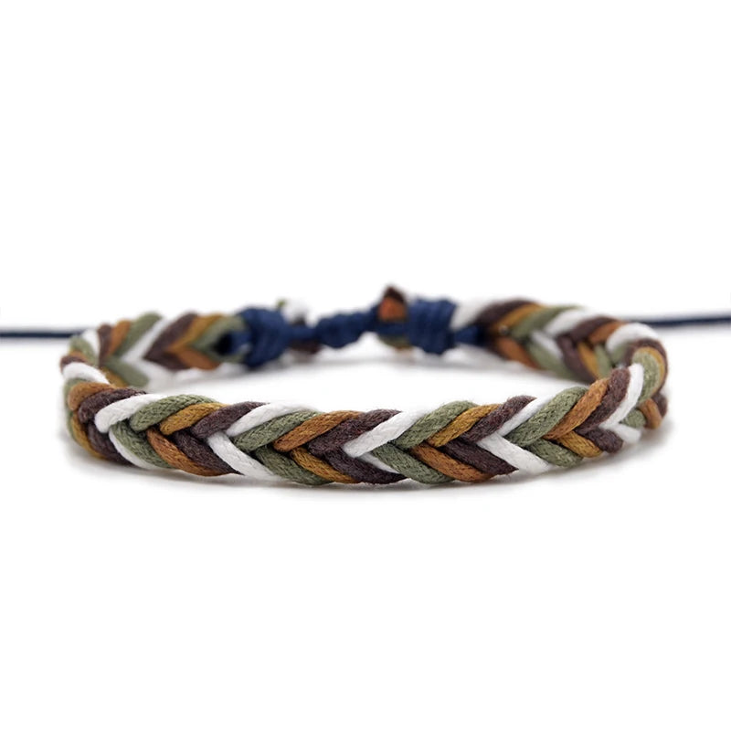 AFS-029 Pink Bohemian Braided Cotton Rope Cuff Adjustable Size Wrap Wristbands Ethnic Anklet Bracelets for Men Women Wedding