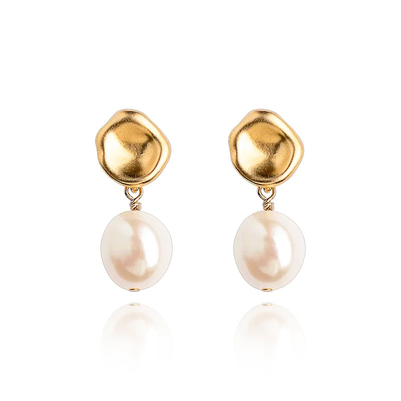 Fashion Earings Baroque Shaped Freshwater Pearl Jewelry Silver 925-pin Hand Design Matte Studs for Earrings Women
