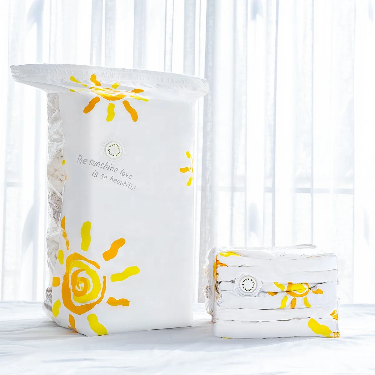 Cube Combo Vacuum Storage Bags for Closet Organization PE Material Foldable and Space-Saving Pump-Free Design for Clothing