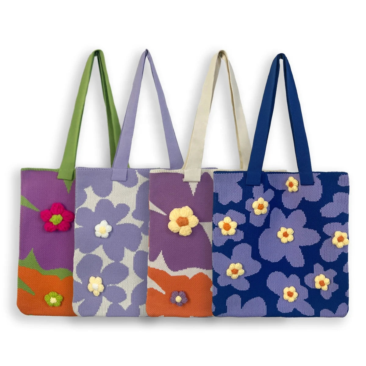 Handmade Polyester Lady Bohemian Women's Tote Bags Spring Summer New Design Beautiful Flowers Two Beach Bags Fashionable Open