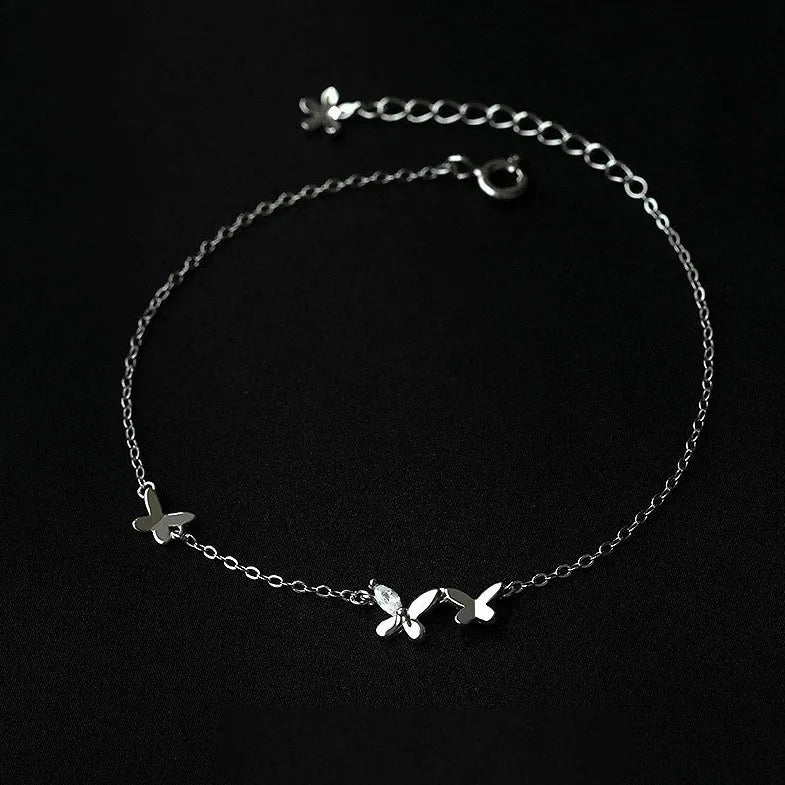 Trendy Butterfly Shape 925 Sterling Silver CZ Bracelet Hand Charm Bracelets Fine Jewelry for Women