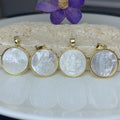 Natural White Sea Shell Round Holy Saint Benedict Cross Guadalupe Virgin Mary Necklace Pendants Charms for Jewelry Making