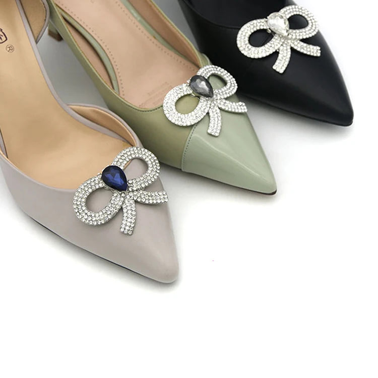 Wholesale Rhinestone butterfly Accessories Bows Shoes Decoration Detachable Metal Dress Shoe Bow Clip