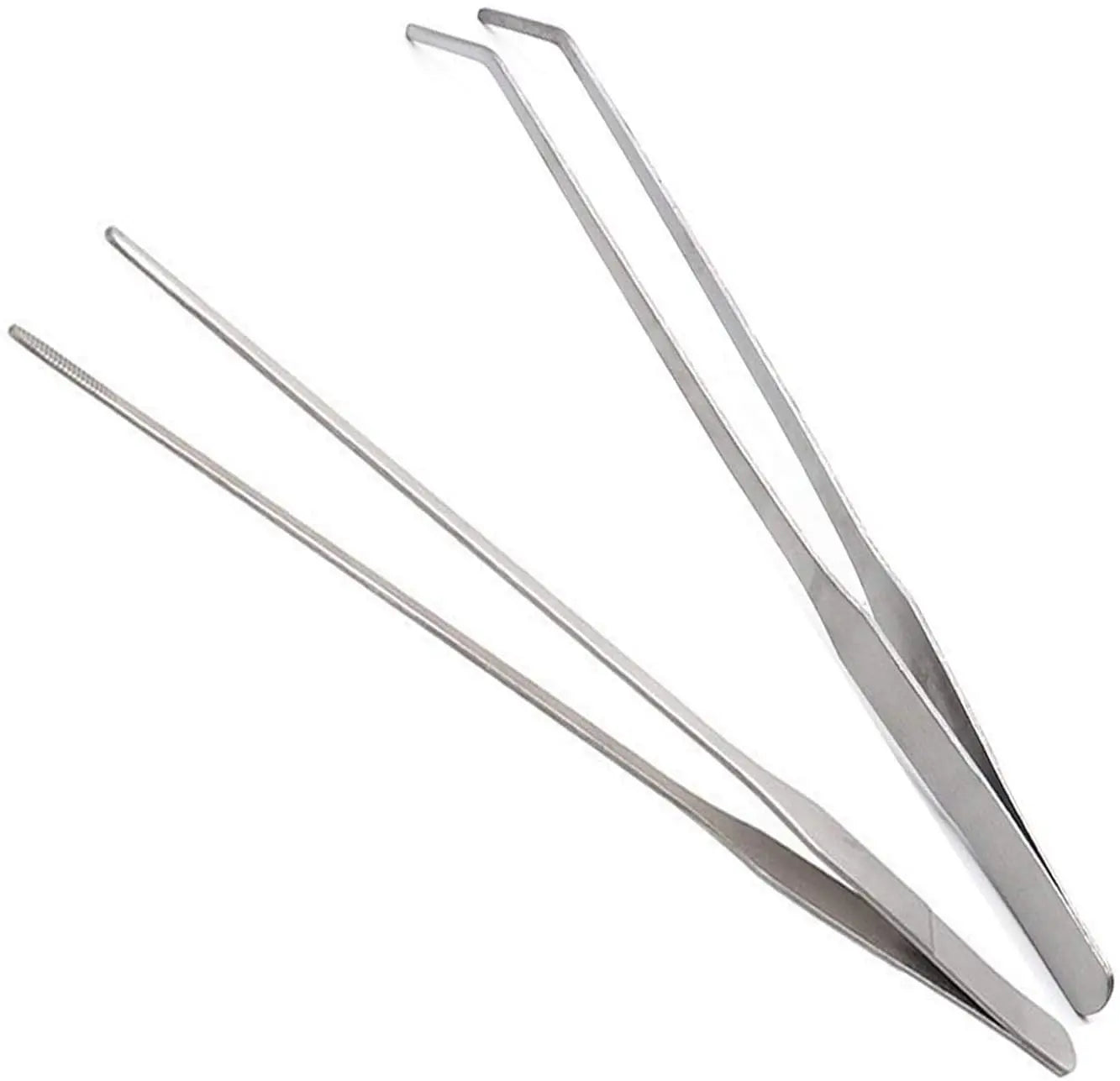 27CM Eco-Friendly Stainless Steel Aquarium Curve and Straight Tweezer for Live Plant Tank Shrimp Reef Tank Cleaning Tools